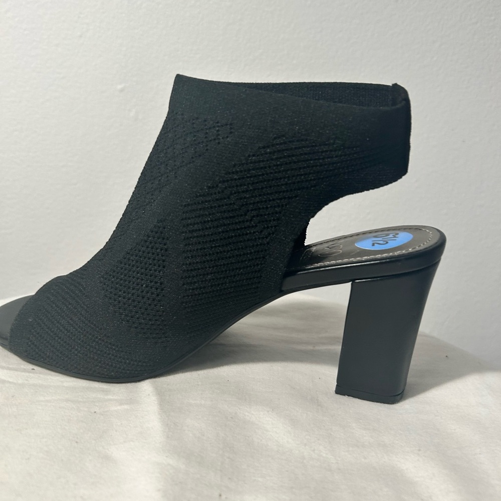 Impo Black Mesh Open-Toe Heels